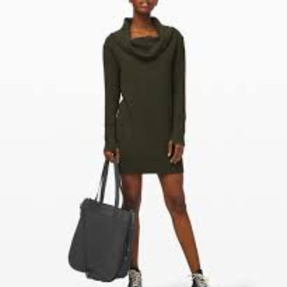 Lululemon Along the Way Dress Heathered Dark Olive M - Picture 2 of 11